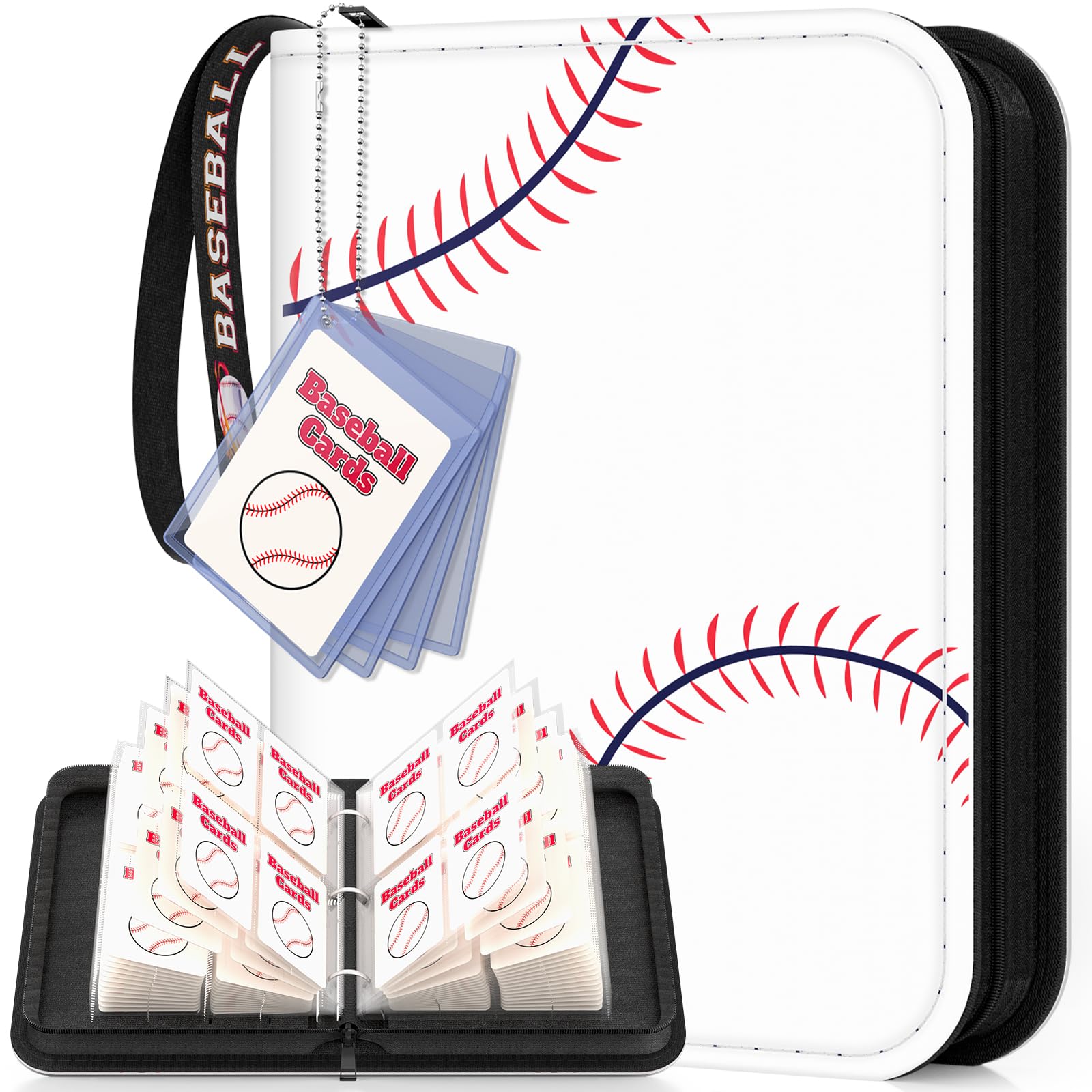 Mlikero baseball card binder 440-pocket front view shows organized display and protection.