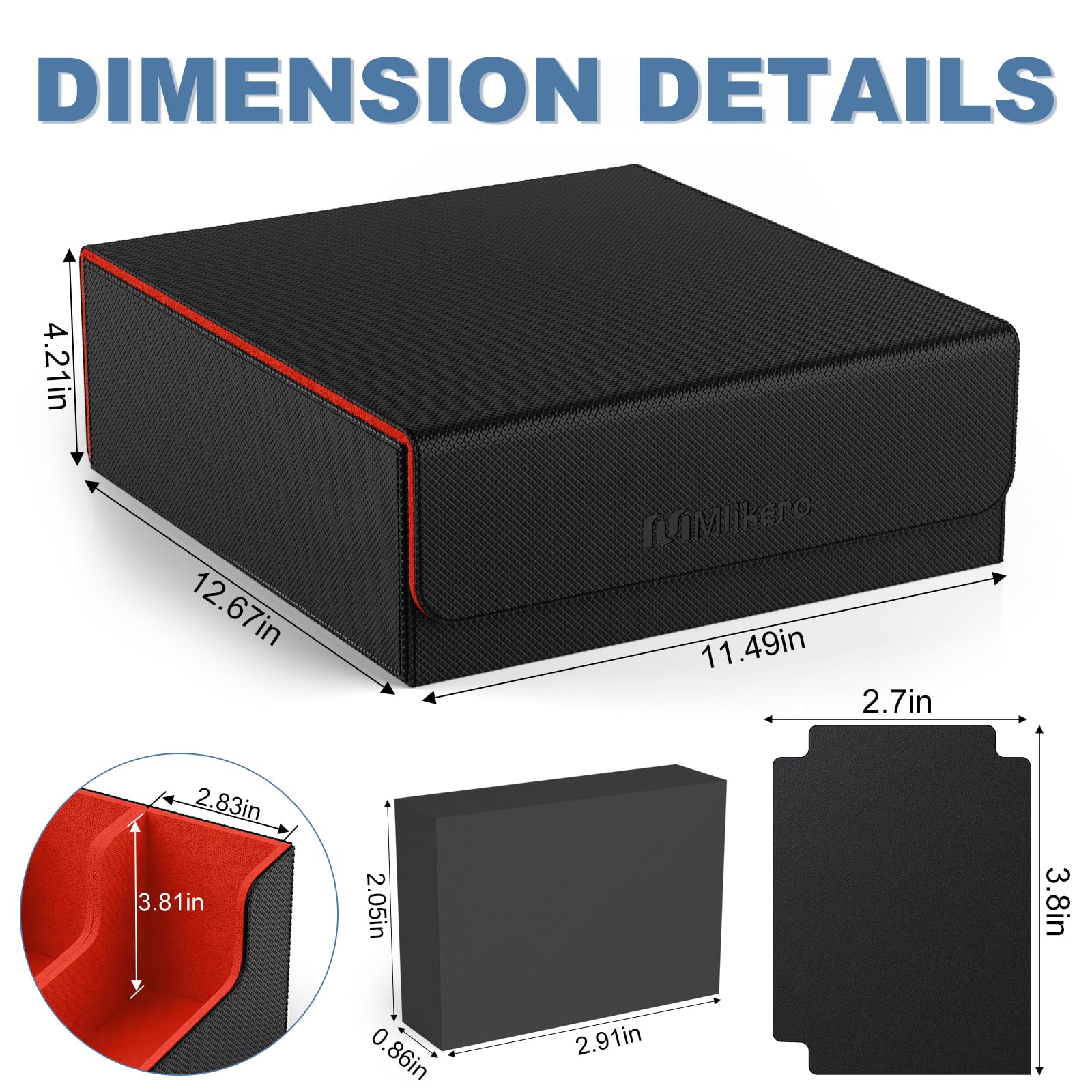 Capacity view highlighting space for 2400+ sleeved cards in the Mlikero case.