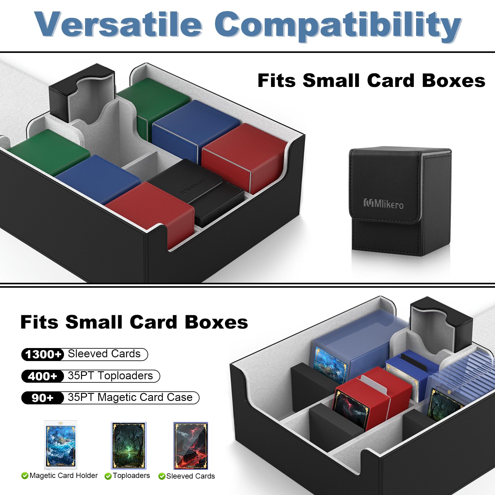 Mlikero box dividers organize your collection for fast card retrieval.