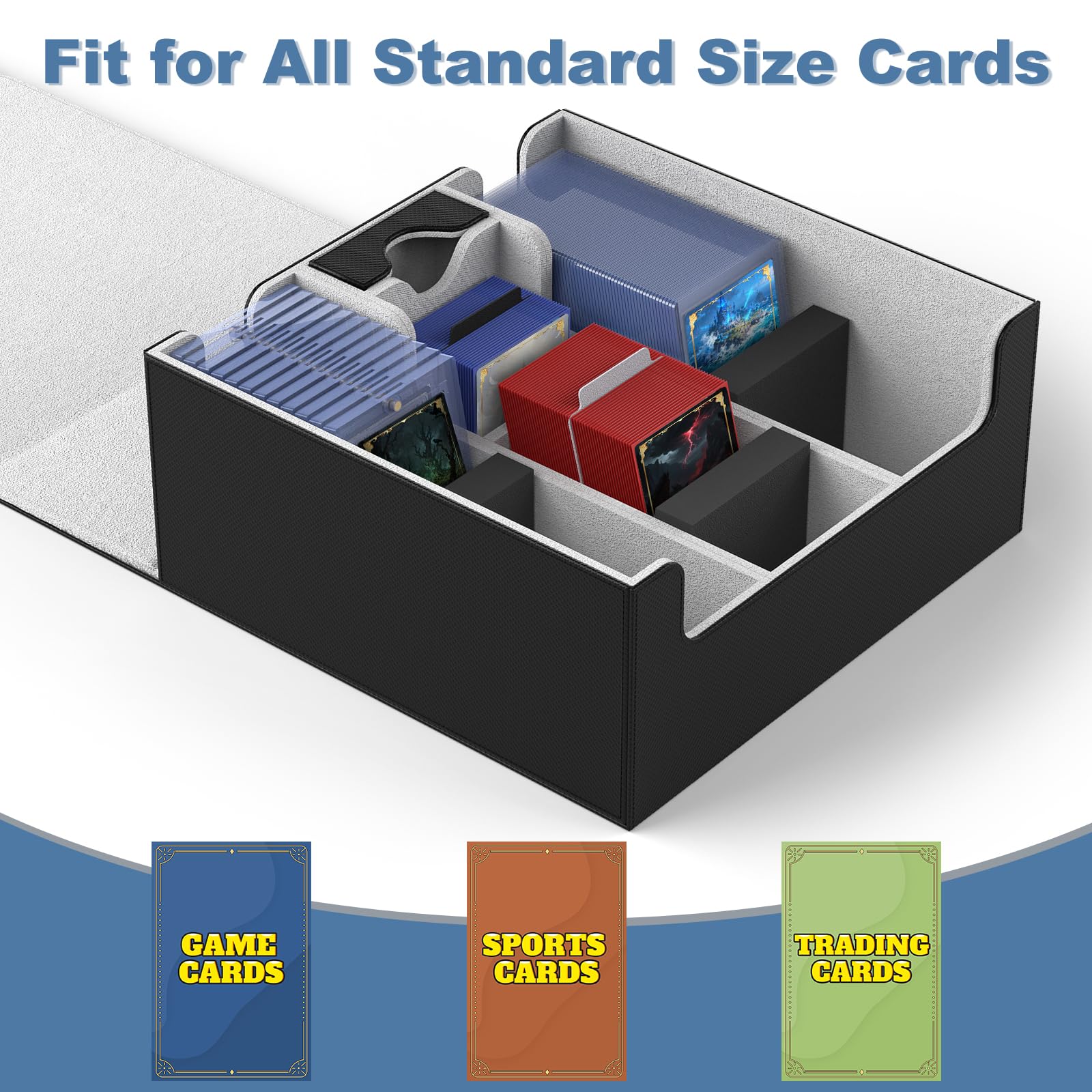 Mlikero large-capacity box holds 1800+ single-sleeved cards for collectors.