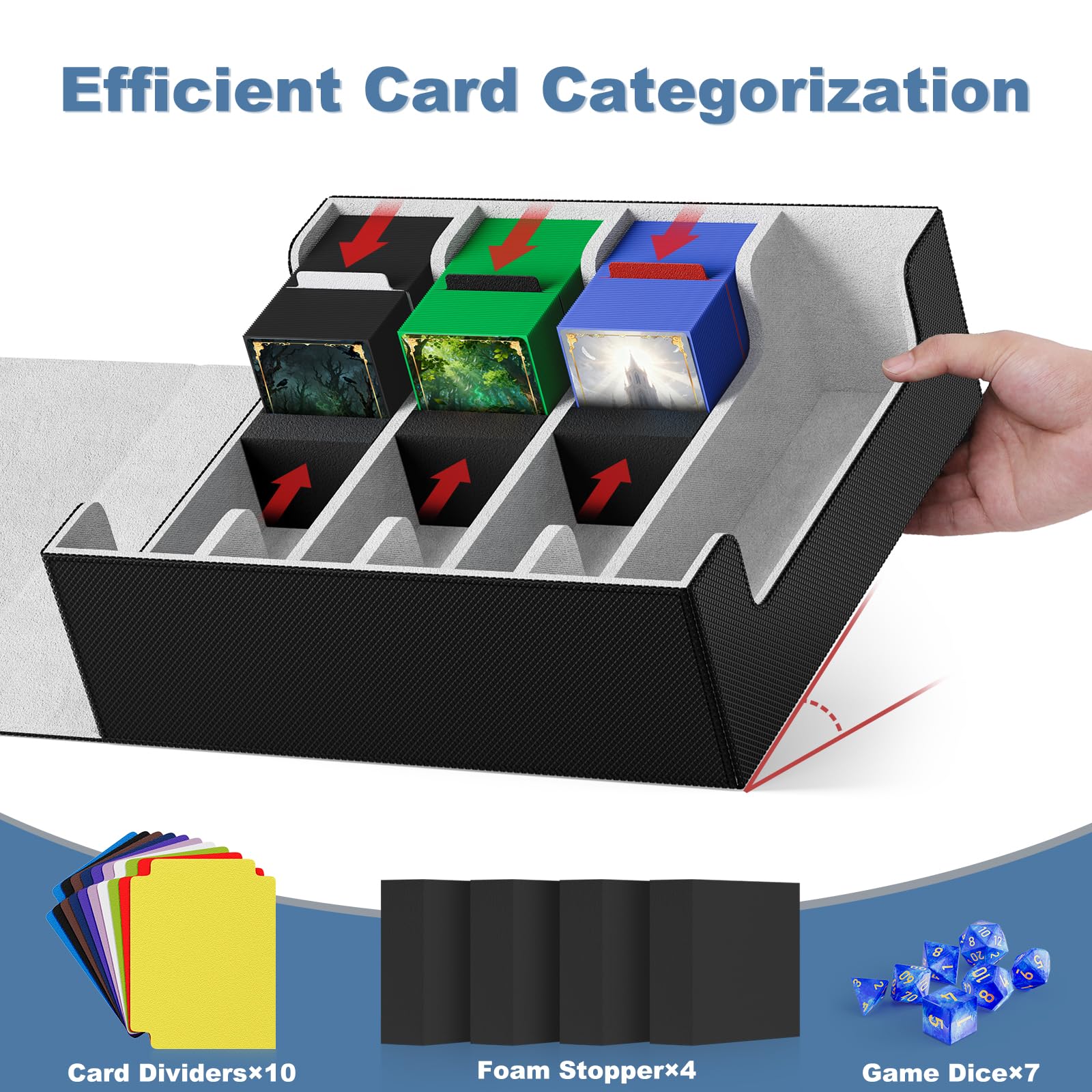 Mlikero deck case includes 10 colorful dividers for easy organization.