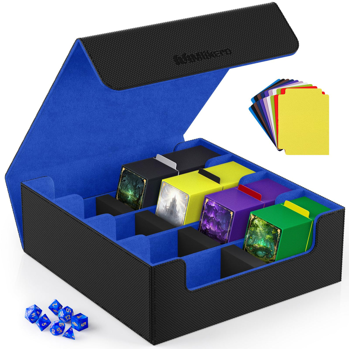 Mlikero card deck case with 10 colorful dividers for organization