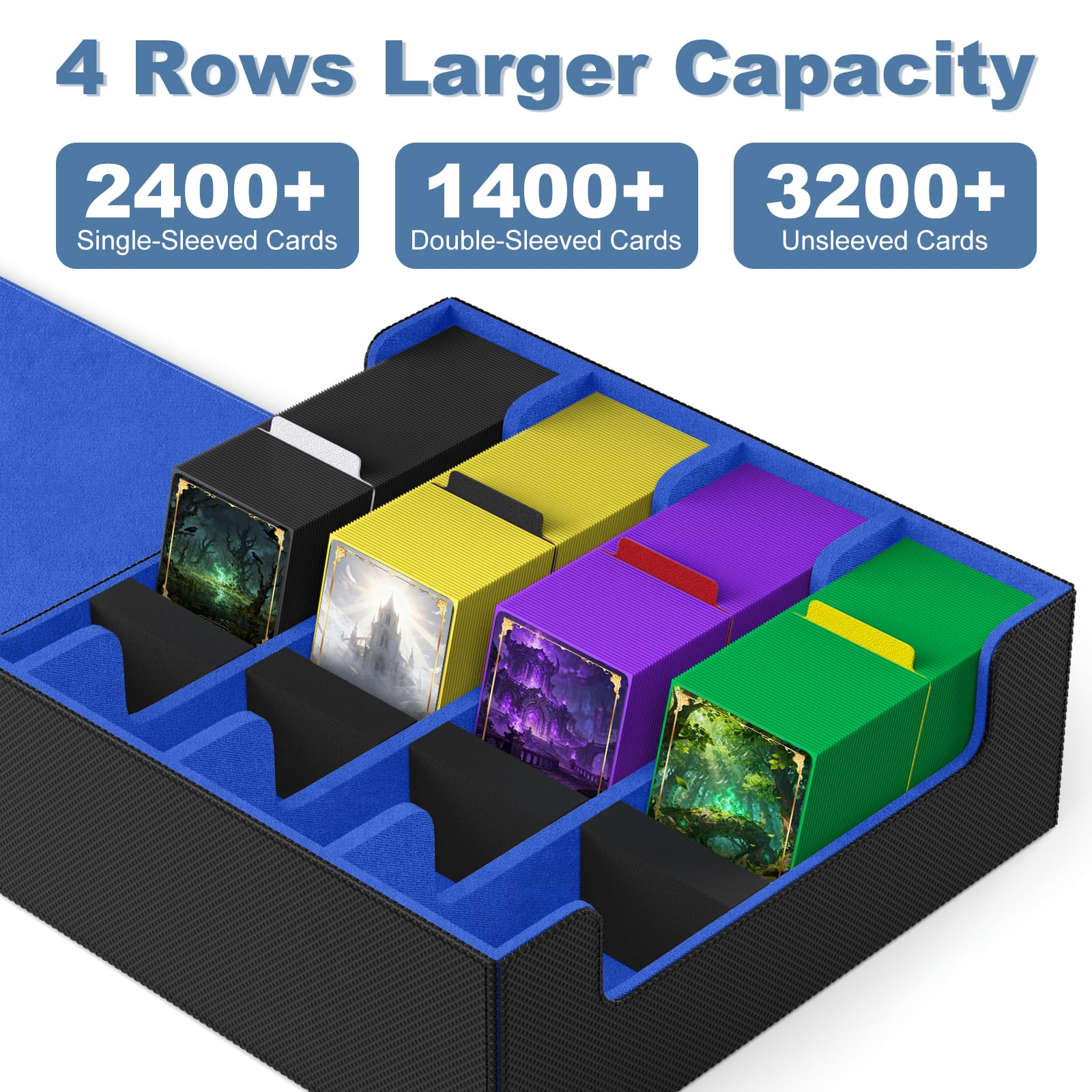 Mlikero card deck case four-row storage for high capacity