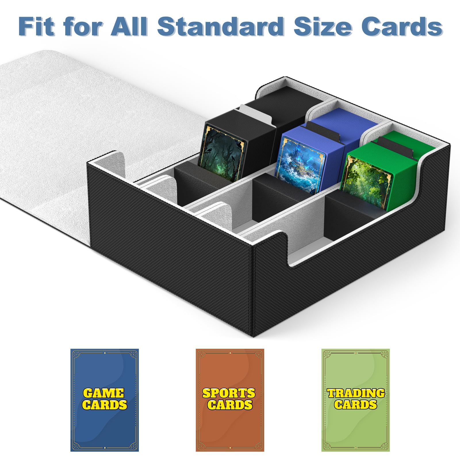 Mlikero Card Deck Case holds 1800+ sleeved cards securely.