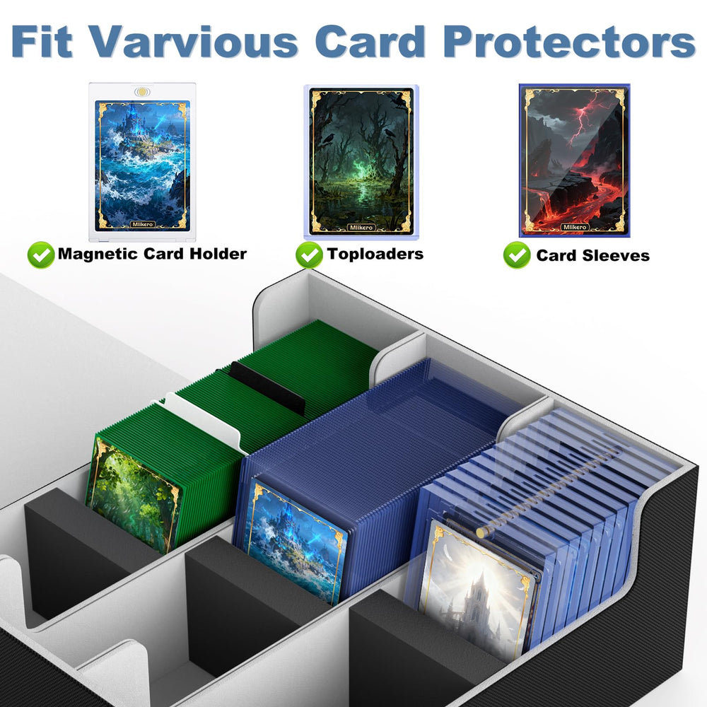 MLikero case with magnetic closure keeps decks safely closed during transport.