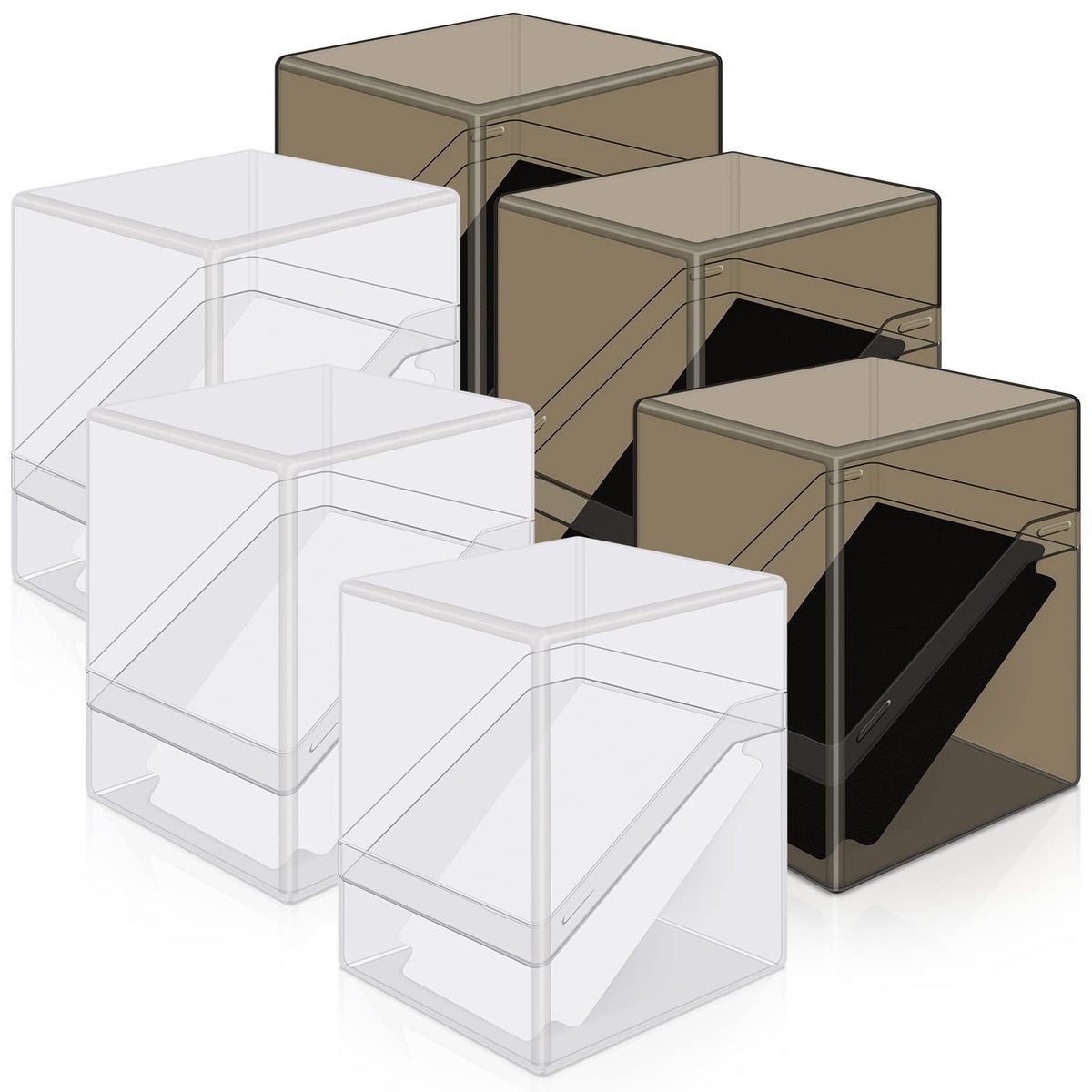 Mlikero card deck cases 6-pack in clear acrylic for easy storage visibility.