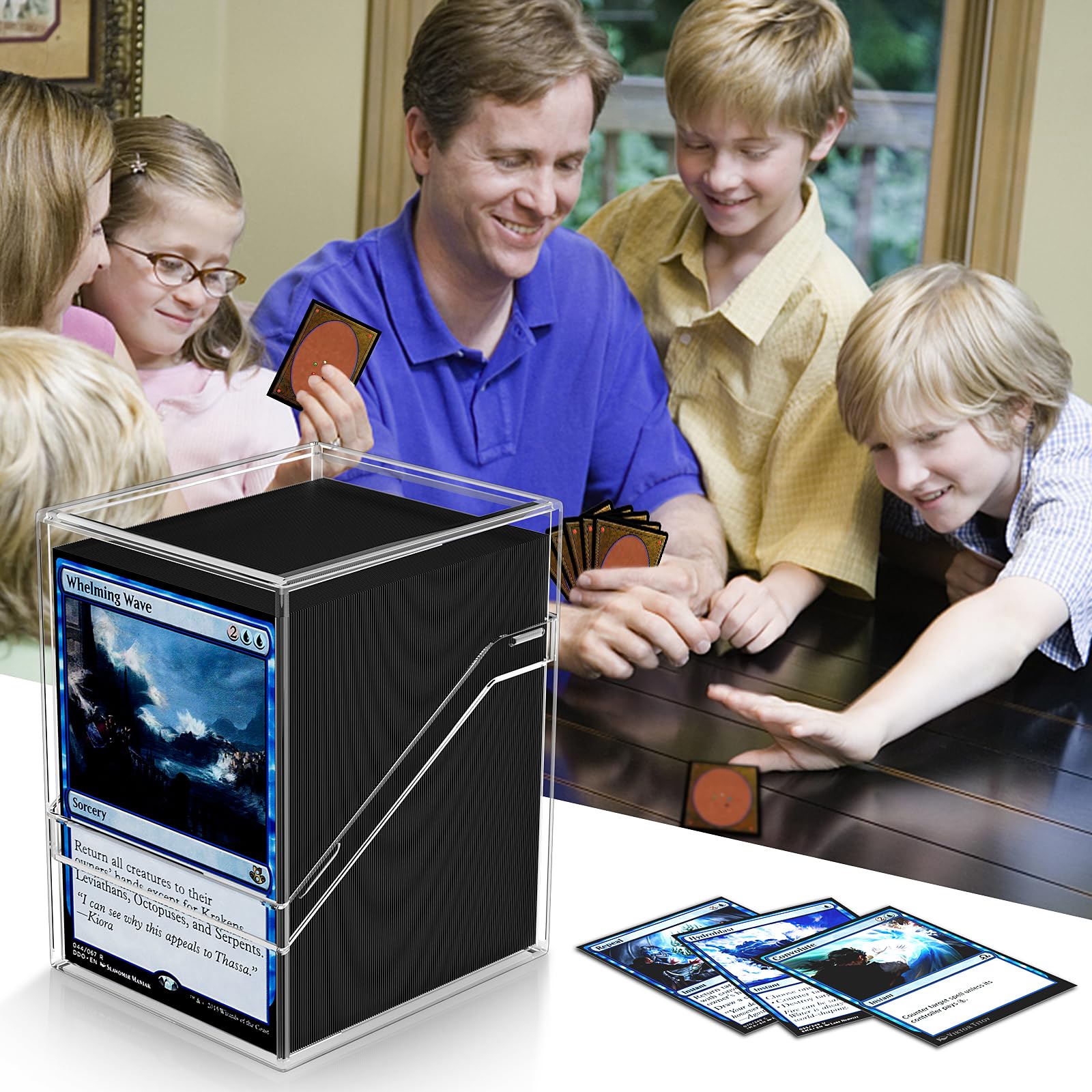 Mlikero deck storage display doubles as a neat shelf showcase for your collection.