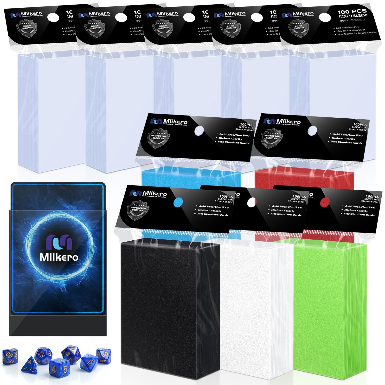 MLikero double-sleeving bundle outer-pack showing protective outer sleeves for gaming cards