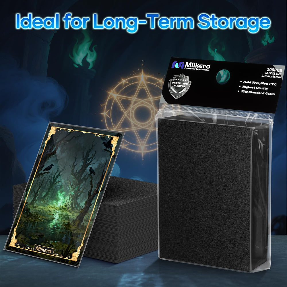 mlikero standard size MTG-baseball-football sleeves fit multiple card types.