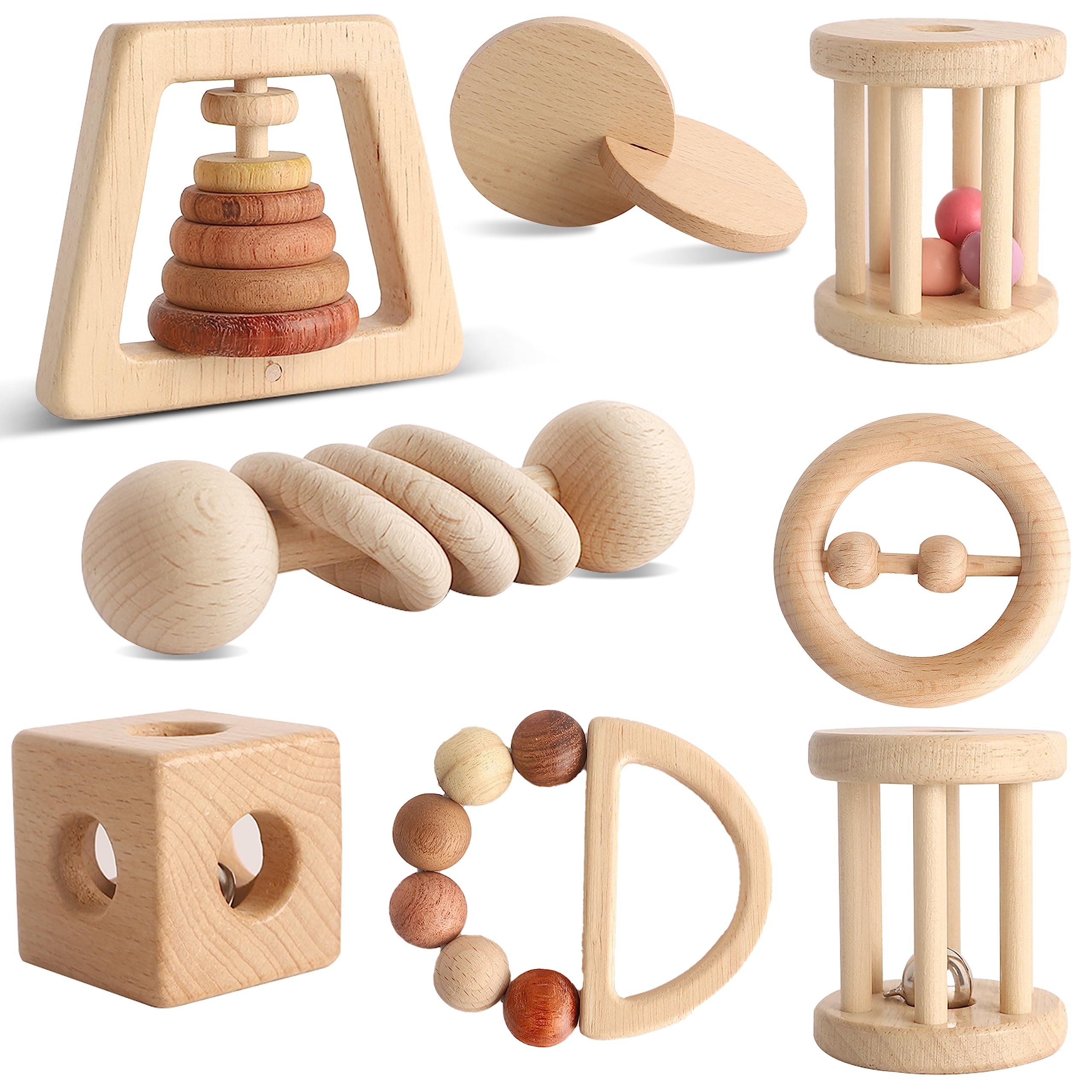 MLYEY wooden grasping toy for tiny hands boosts hand-eye coordination.