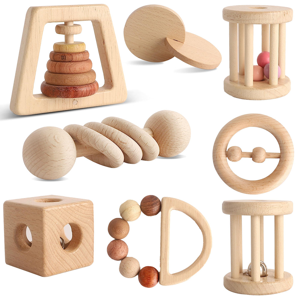 MLYEY wooden grasping toy for tiny hands boosts hand-eye coordination.