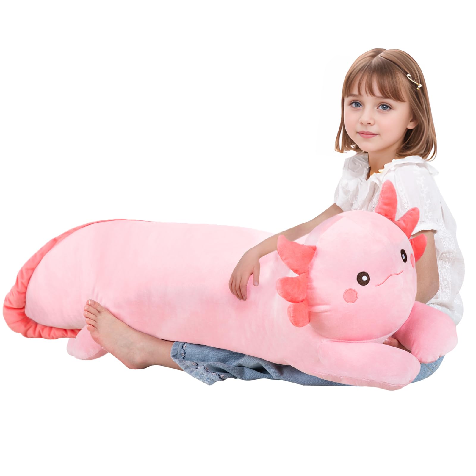 MMguai axolotl plush pillow used for cuddling and sleep support