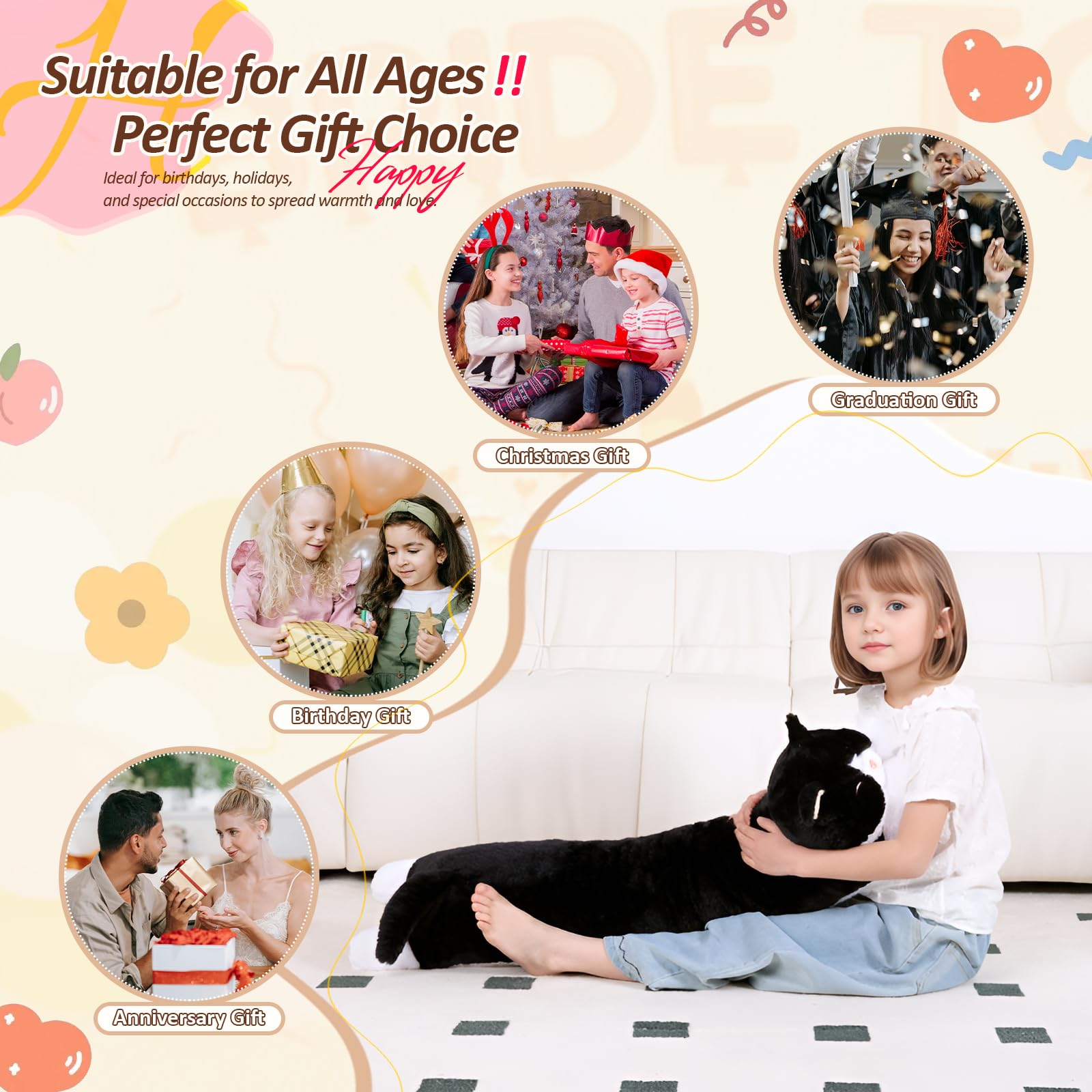 MMguai oversized plush cat makes a thoughtful gift for kids and adults