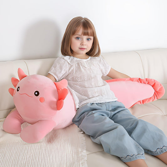 MMguai pink axolotl soft plush fabric for gentle snuggles and long-lasting play