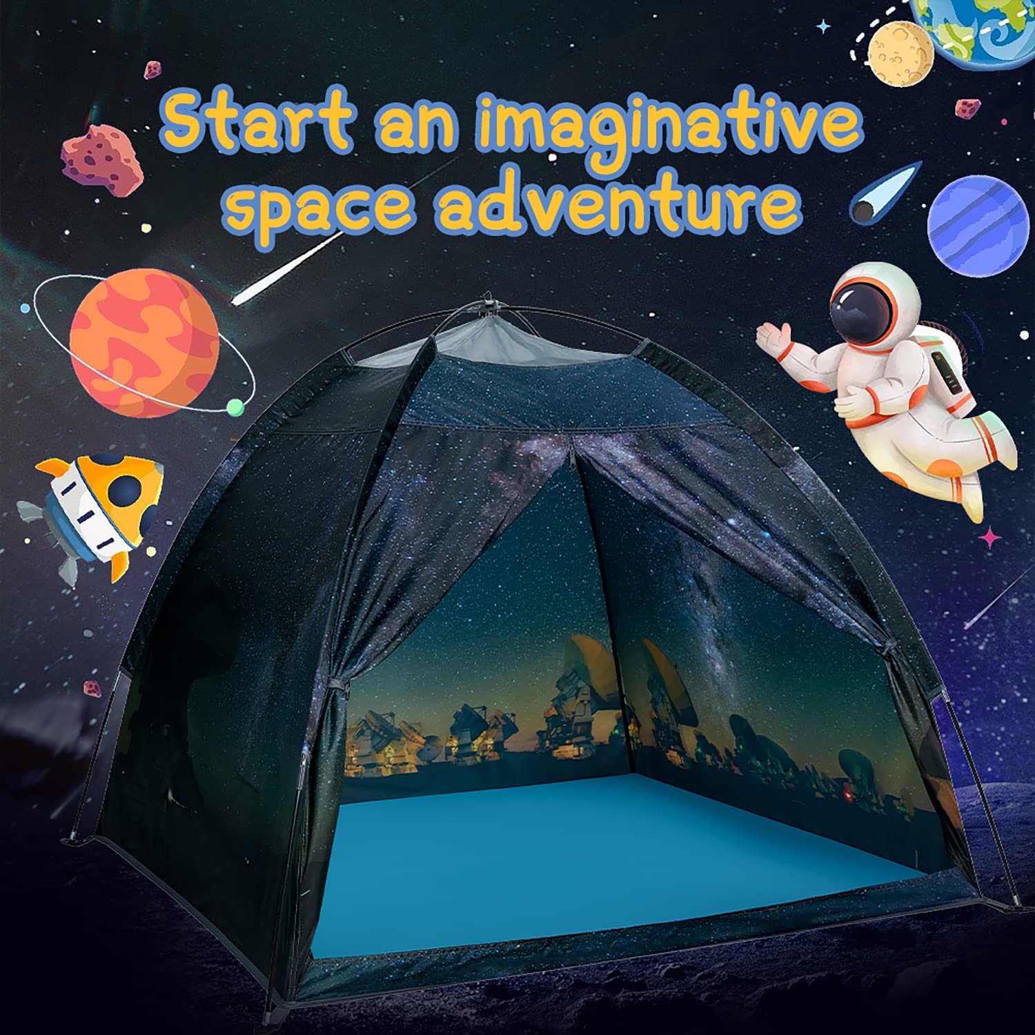 Mnagant Astronaut theme tent with sturdy stitching for durable use.