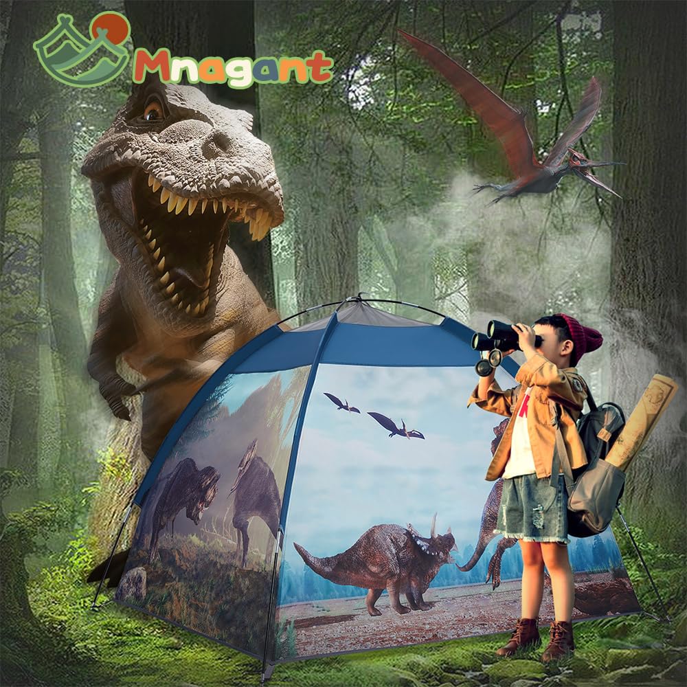 Mnagant Dinosaur Play Tent easy-assembly with shock-proof poles.