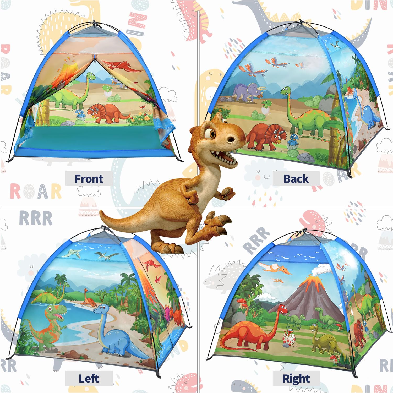 Mnagant Dinosaur World tent interior showing roomy play area.