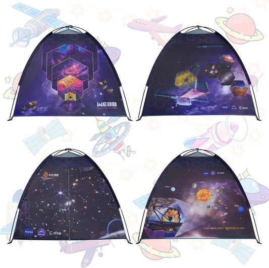 Mnagant James Webb space telescope tent exterior view shows sturdy frame and kid-friendly design.