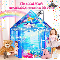 Mnagant Princess Mermaid Play Tent interior with breathable mesh panels.