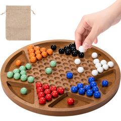 MNYUN 12-inch wooden Chinese checkers board with smooth finish for family game night