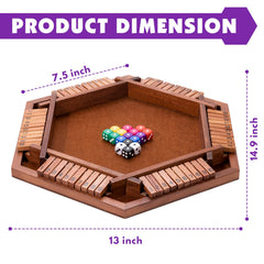 Close-up of dice and wooden surface highlighting simple addition and probability learning.