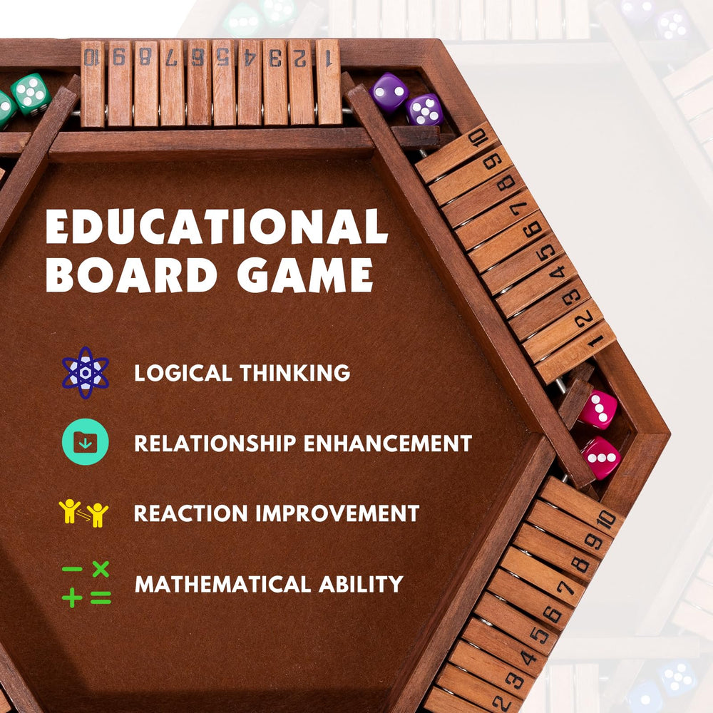 MNYUN Shut The Box gift set shown as an educational wooden game for learning.