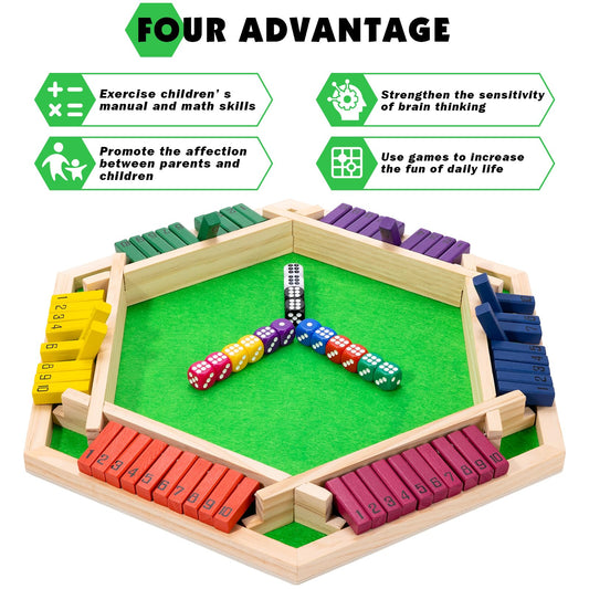 MNYUN Shut The Box with 16 colorful dice for engaging play
