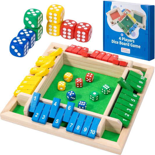 MNYUN Shut The Box wooden board 8in for family games and easy storage