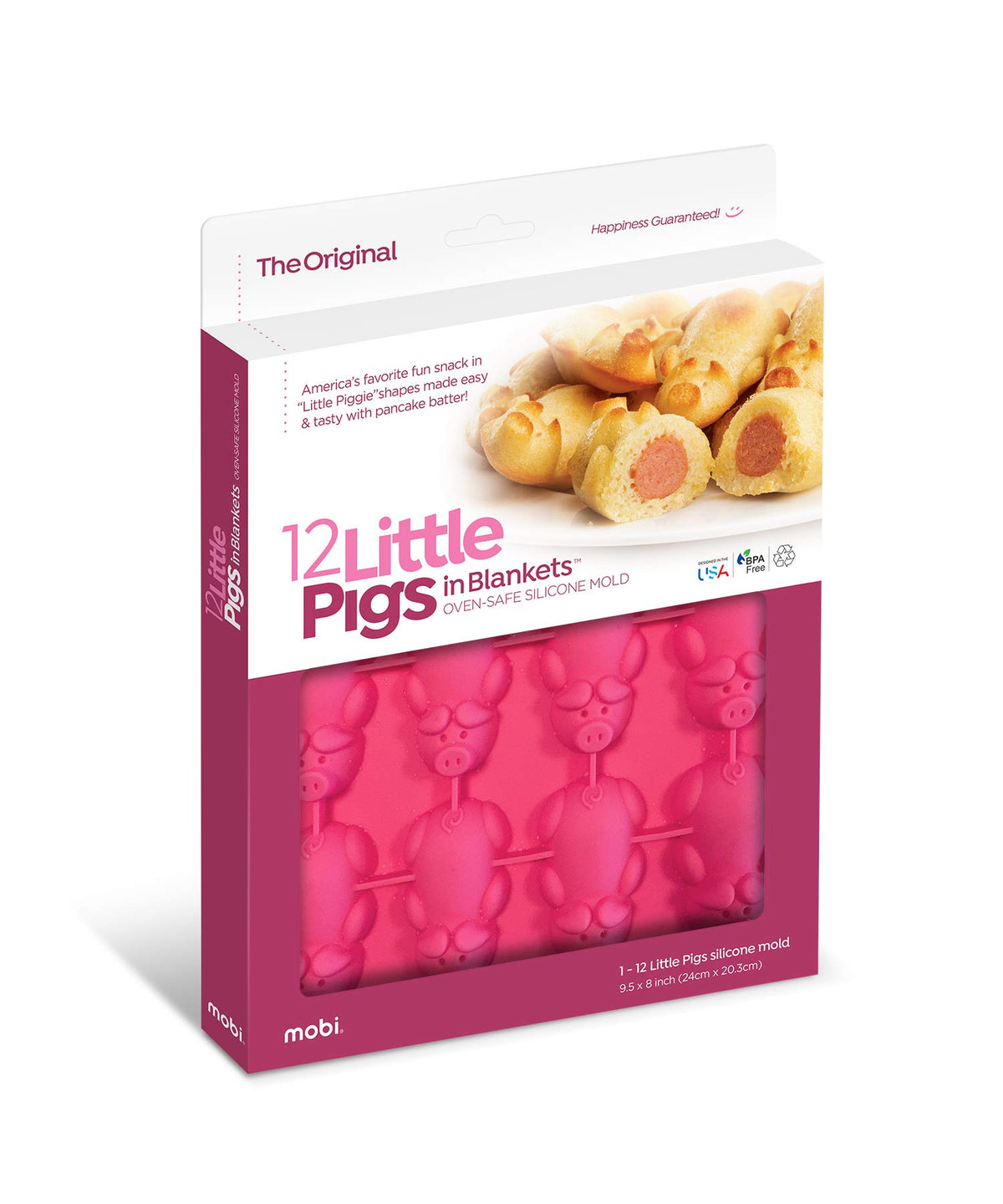 MOBI The Original pigs in a blanket baking in silicone mold for party-ready bites