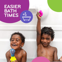 MÖBI Skwooshlz compact pack keeps bath toys tidy and clean