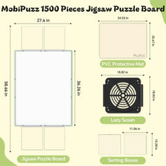 MobiPuzz 360-degree rotating Lazy Susan for easy access to puzzle areas.