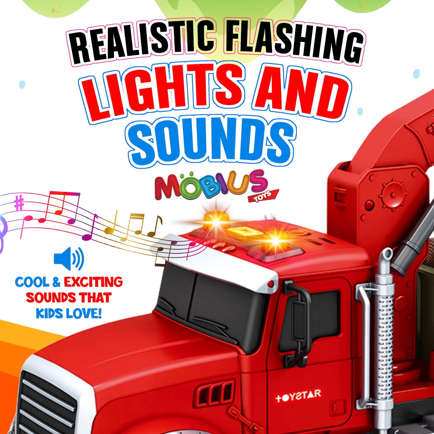 MOBIUS Timber Log Truck lights and sounds spark immersive outdoor or indoor play