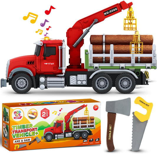 MOBIUS Timber Log Truck crane claw in action boosts fine motor skills during play