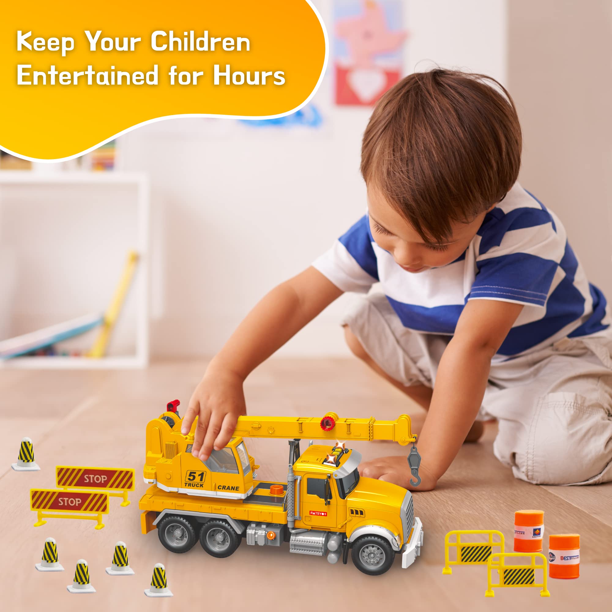 MOBIUS Toys crane truck moving parts encourage hands-on problem solving