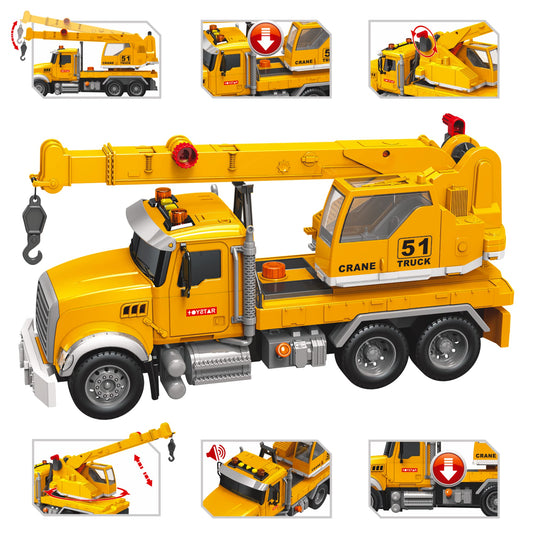 MOBIUS Toys crane truck rotating cabin demonstrates interactive construction play