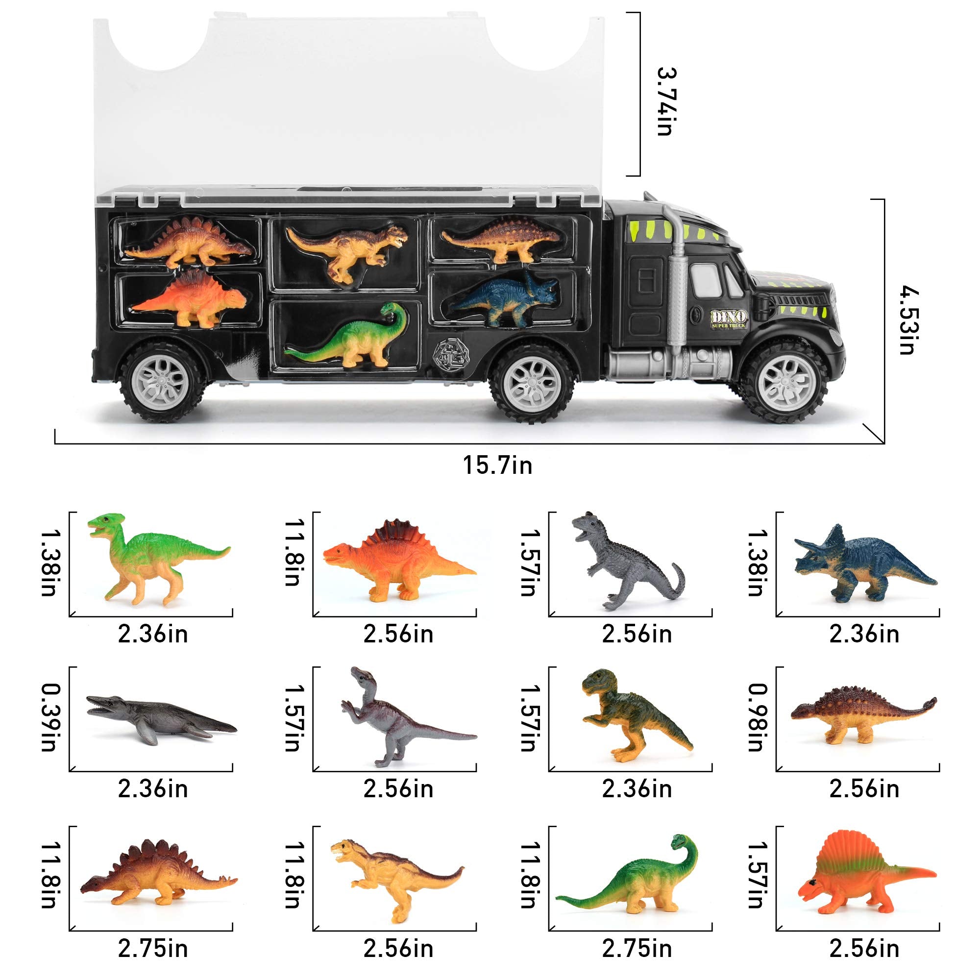 Detachable trailer for easy loading and display, MOBIUS Toys Dino Carrier.