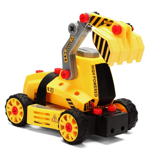MOBIUS Toys dump truck model showing easy-fit connections for kids.
