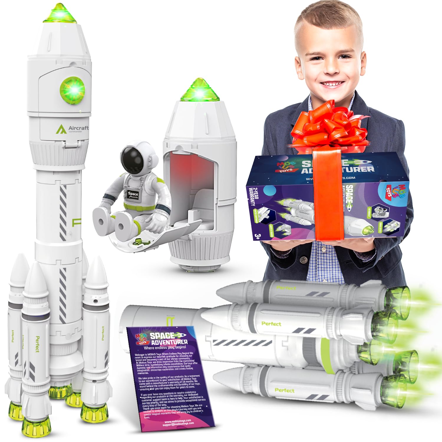 MOBIUS Toys Space Adventure Playset multi-stage rocket showcases engineering flexibility.