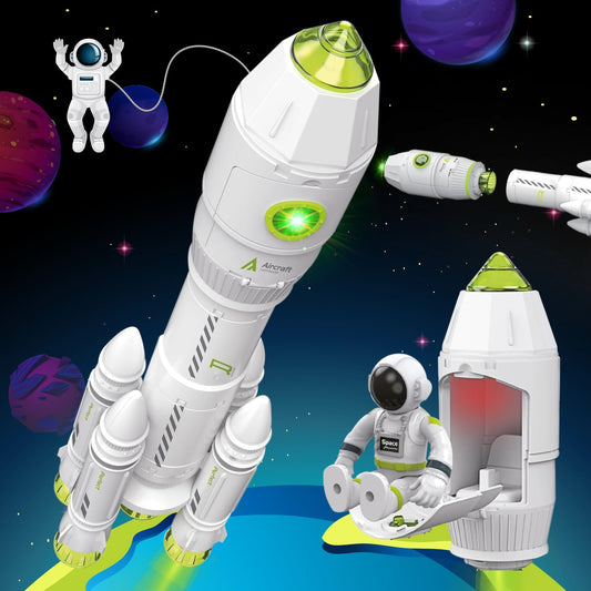 MOBIUS Toys Space Adventure Playset rocket ready for launch, fueling imaginative missions.