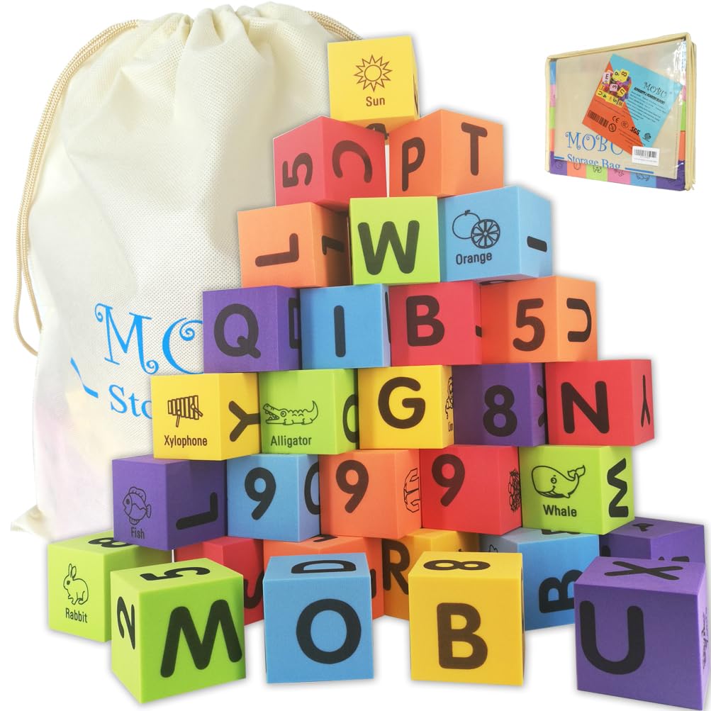 MOBU foam blocks with storage bag for tidy up and playtime