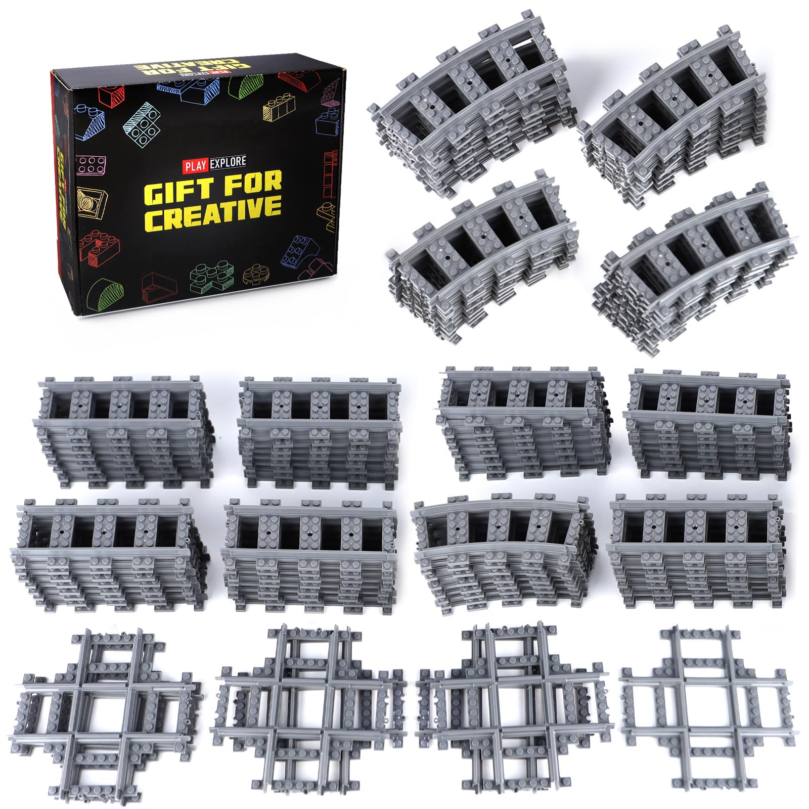 MOCBROPCS City Train 40 curved-tracks expand layouts for creative playtime.