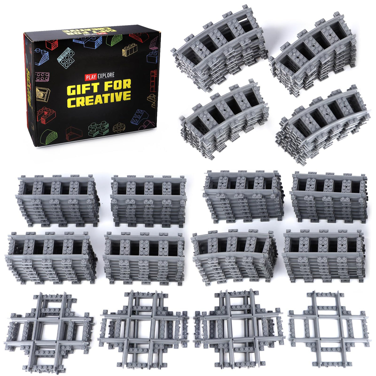 MOCBROPCS City Train 40 curved-tracks expand layouts for creative playtime.