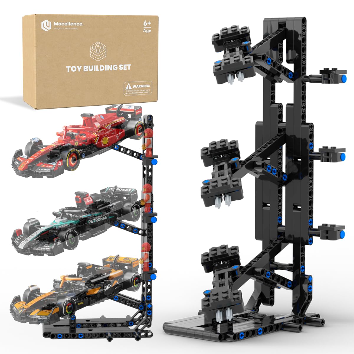 Mocellence display stand for Lego Speed Champions 66802, ready for assembly and display
