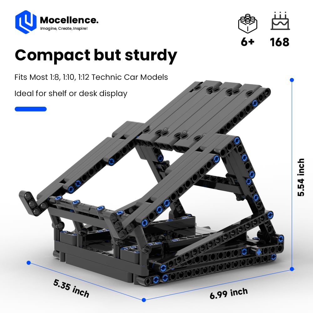 Mocellence black display stand design provides showroom-worthy presentation for Technic cars.