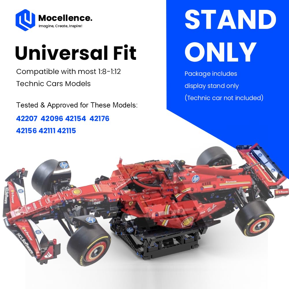 Mocellence Lego Technics display stand side angle reveals stable base and sleek lines.