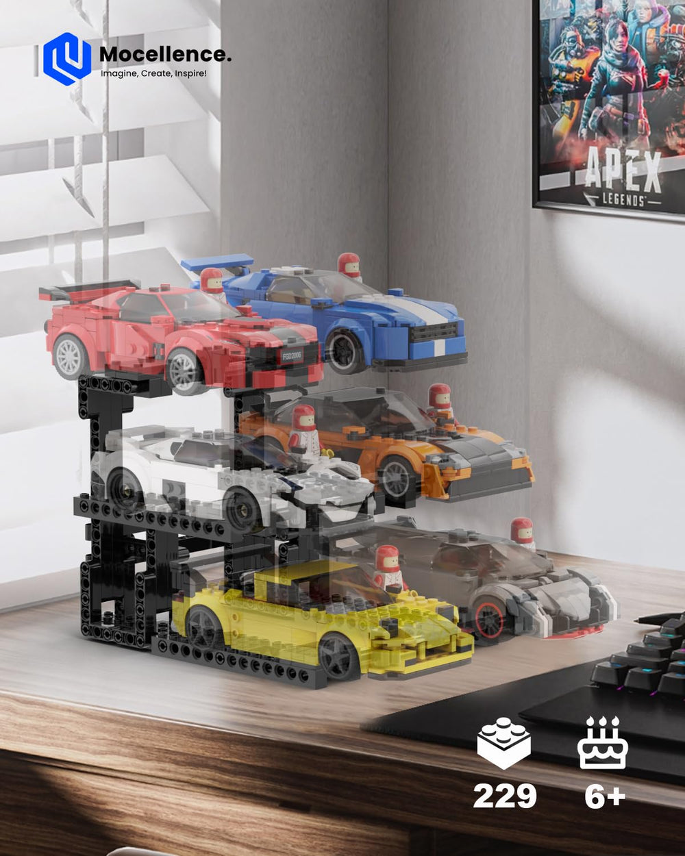 Mocellence stand close-up highlights sturdy build keeps cars secure