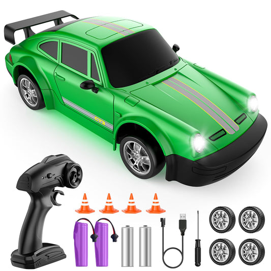 MOCOMI RC drift car front view with LED lights for enhanced visibility