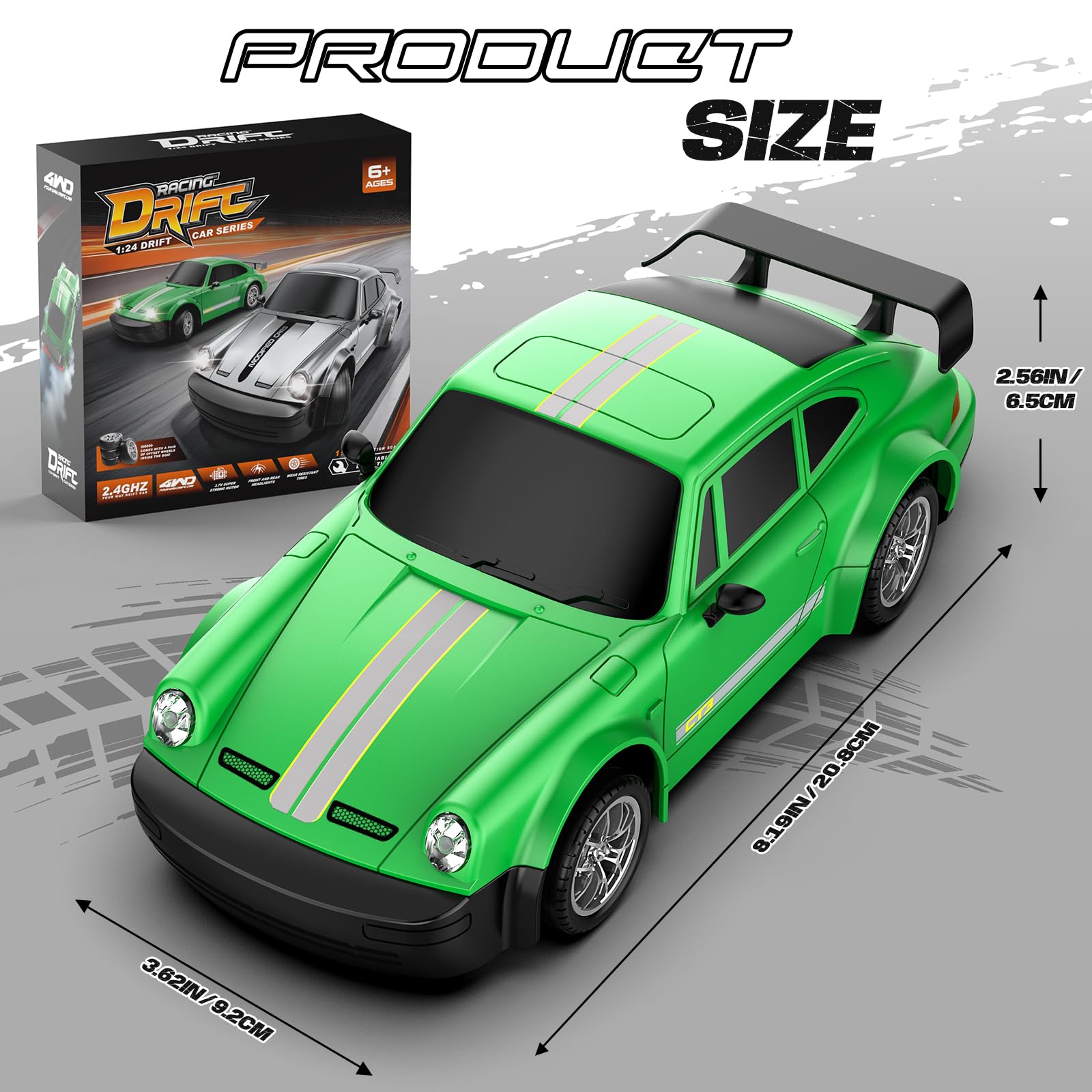 MOCOMI RC drift car in hand demonstrates portable, beginner-friendly size