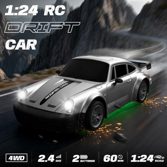MOCOMI RC drift car LED lights enhance nighttime play.