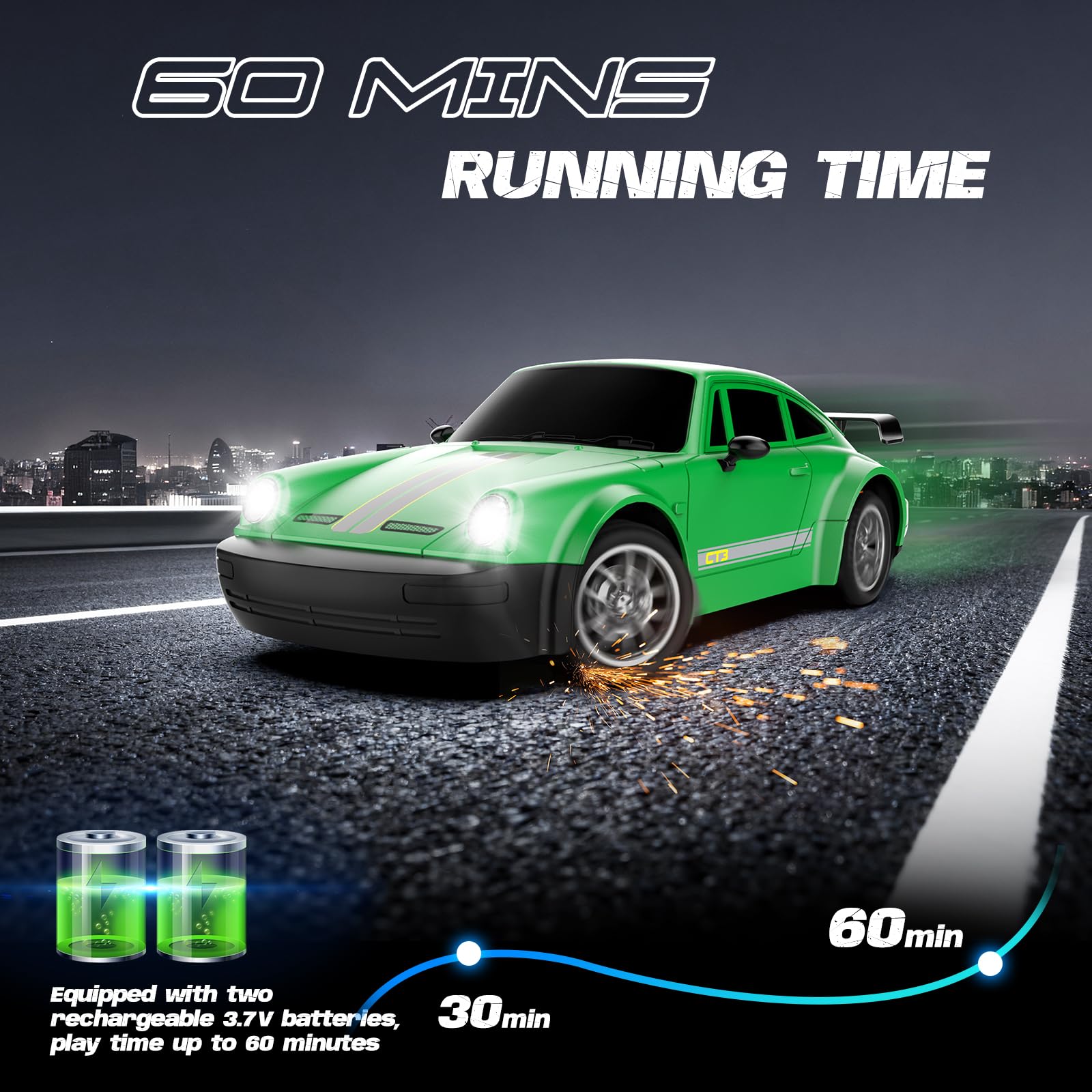 MOCOMI RC drift car rear view emphasizes stylish design and stability